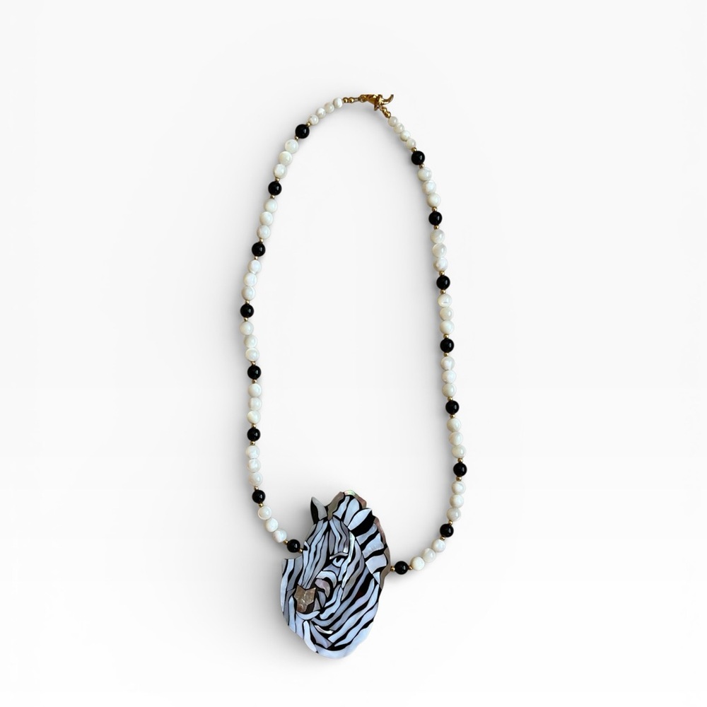 Vintage Lee Sands Safari Zebra Necklace